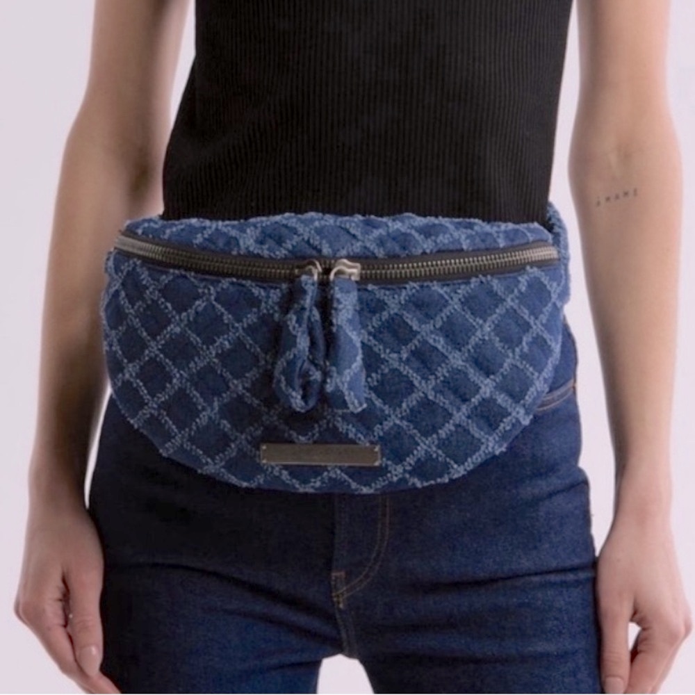 Kurt Geiger London Brixton Denim quilted Belt Bag Large size with dust bag